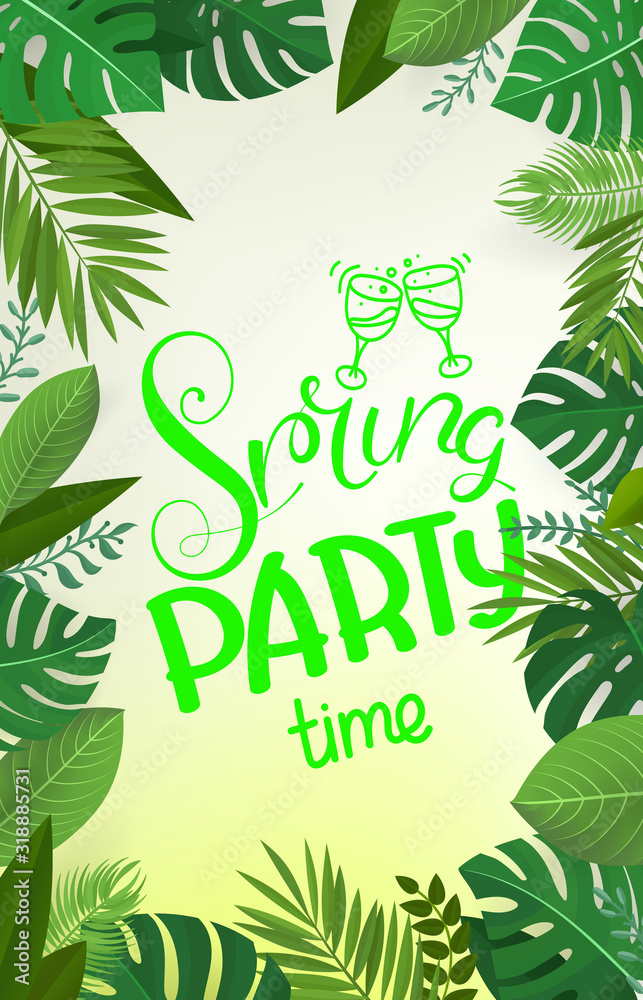 Poster spring party time vector concept
