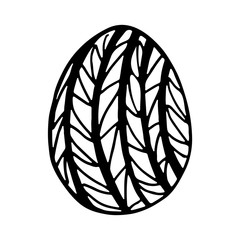 Doodle easter egg. Black and white hand-drawn illustrations for coloring by children. Sketch eggs for cards, logos, holidays.