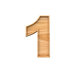 Wooden number 1 symbol. 3D Rendering