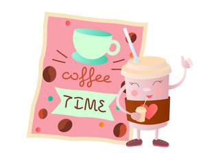 It's coffee time concept vector illustration.