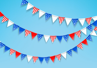 Obraz premium Garlands of color flags. Celebration of american national holiday