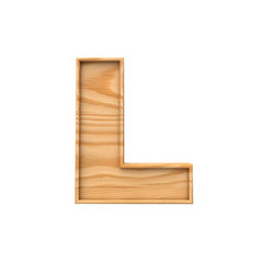 Wooden capital letter L. 3D Rendering
