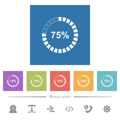 75 percent loaded flat white icons in square backgrounds