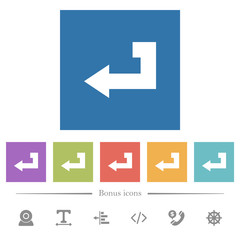 Return key flat white icons in square backgrounds