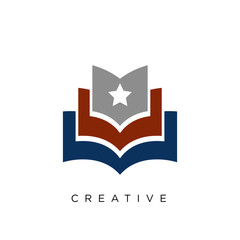 book star logo design abstract icon