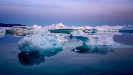 Greenland Ilulissat glaciers at ocean
