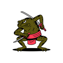 SAMURAI FROG WITH KATANA COLOR WHITE BACKGROUND