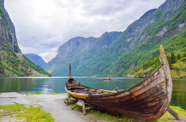 The Viking boat, in Gudvangen, Nereyfjord,  Norway.