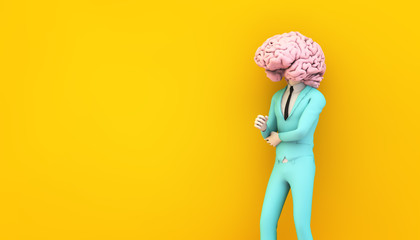 businessman with brain head