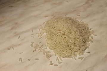rice on a white table