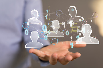 Business Man Hand Writing Social Network