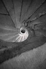 Spiral staircase in black and white