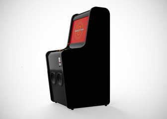 Arcade Machine Insert Coin Screen Retro Gaming Style With Joystick and Buttons 3D Render