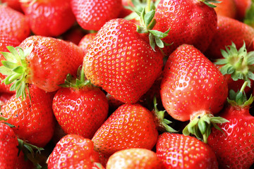 Background from freshly harvested strawberries, strawberry background