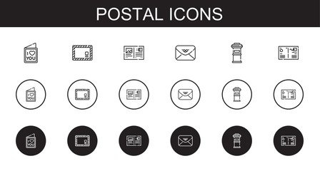 postal icons set