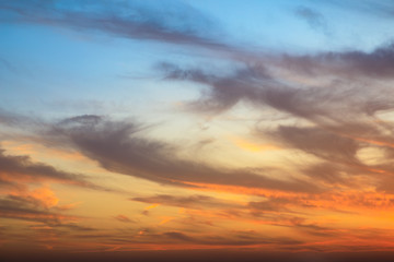 Fototapeta na wymiar Beautiful sky and colorful clouds at dusk