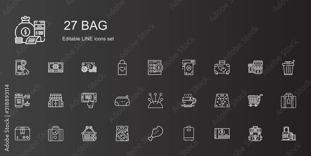 Sticker bag icons set