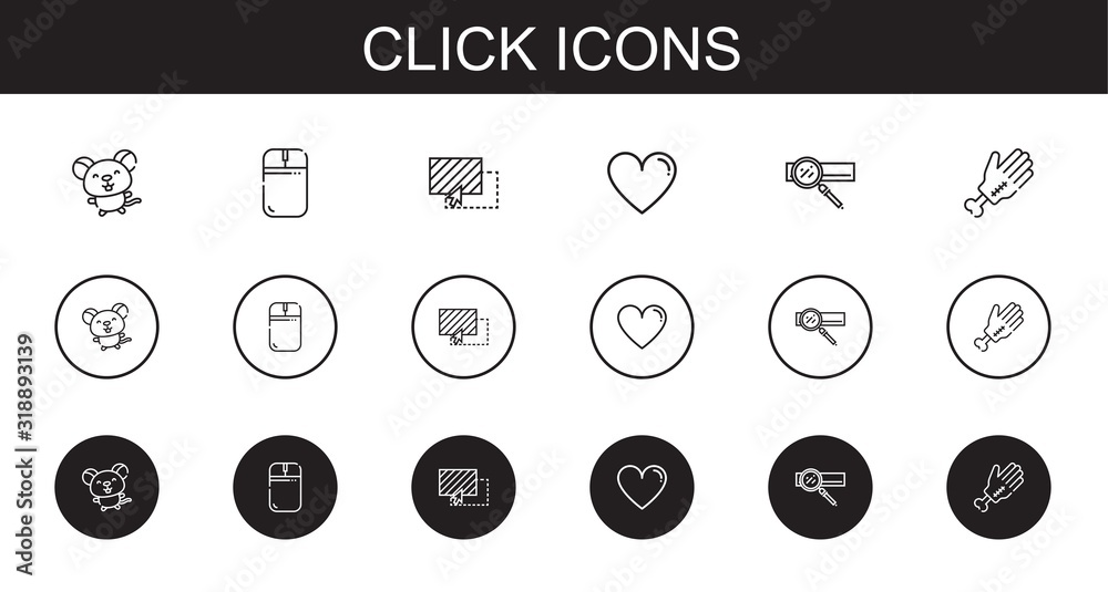 Sticker click icons set