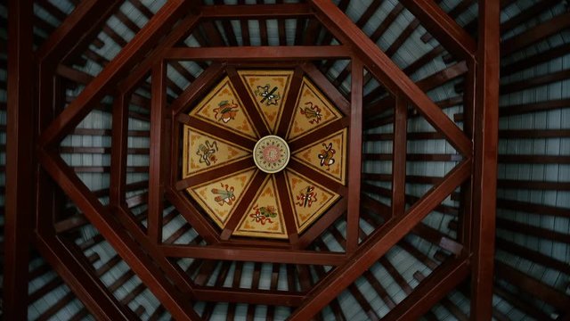 view of a pagoda ceiling showing traditional Chinese architecture,Xi'an,China.