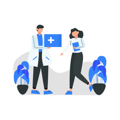 Dentist discuss and check the dental health of patients vector illustration