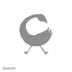 Vector monochrome icon with Adinkra symbol Sankofa