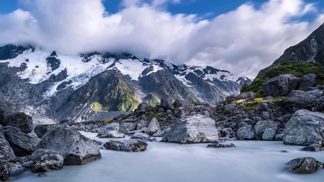 Timelapse of Mount Sefton, Tasman River, New Zealand