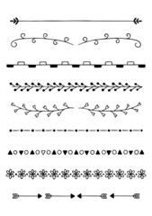 Hand Drawn Doodle line Dividers Borders set design elements