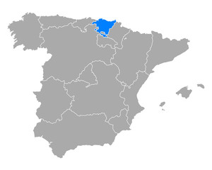 Plakat Karte von Baskenland in Spanien