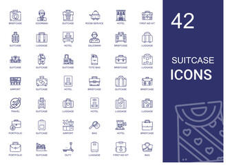 suitcase icons set - obrazy, fototapety, plakaty