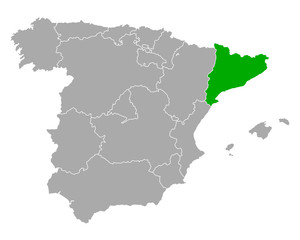 Karte von Katalonien in Spanien