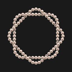 Frame with threads of pearls. Decorative design element on black background. Vector illustration