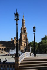 Fototapeta na wymiar Beautiful architecture of the square of Spain in Seville