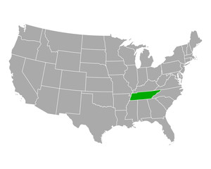 Karte von Tennessee in USA