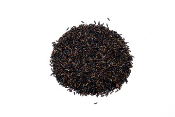 Black rice isolate on white background.Rice berry on white background