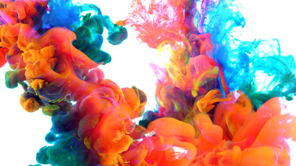 Color drops in water , Colorful ink in water,