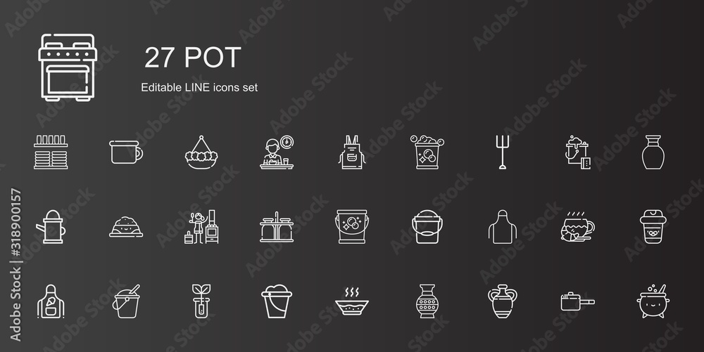 Poster pot icons set