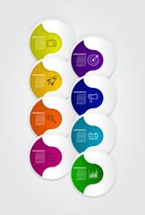 Infographic design template with 3D paper label. Modern minimalistic layout with circles and marketing icons for business. Can be used for workflow graph, chart, web layout.