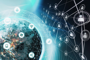 Internet of things (IOT), concept about internet and worldwide communication technology, image from NASA