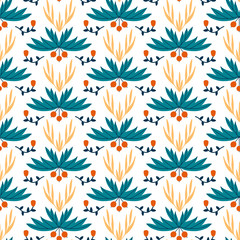Seamless vector floral pattern with abstract flowers. - 318902367