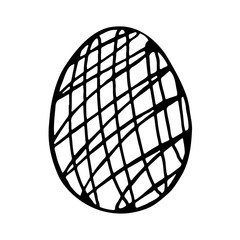 Doodle Easter egg. Black and white illustration for coloring by children. Sketch eggs for cards, logos, holidays.