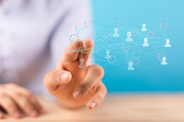 Business Man Hand Writing Social Network