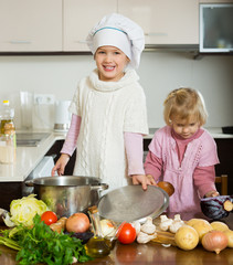 Children cooking in kitchen