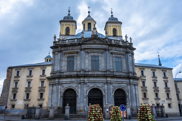 Front view of the Basilica of San Francisco el Grande, one of the most impressive monuments of Madrid, temple and museum very attractive to visit, neoclassical style. Travel concept.