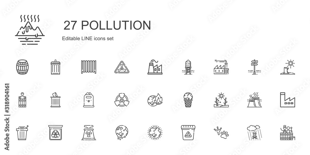 Wall mural pollution icons set