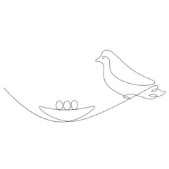 Bird family with eggs, spring design vector illustration