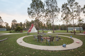 Tipi camp ground at sunrise  © Caseyjadew
