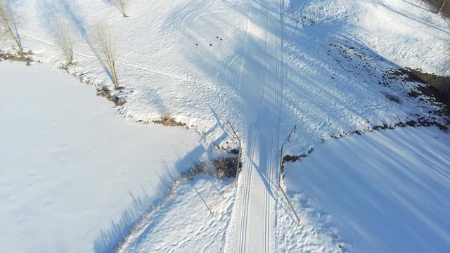 Cross-Country Skier on frozen Lake