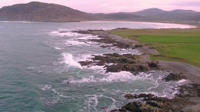 Aerial view of Tullagh bay, Inishowen - County Donegal, Republic of Ireland