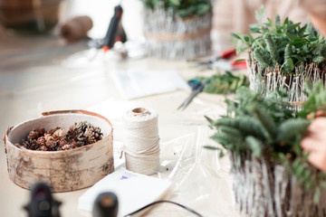 Creating flower composition as a present for mother's day
