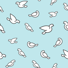 Flying doves seamless pattern.